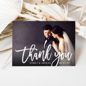 モダンブラシスクリプト結婚式写真 サンキューカード