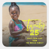 モダンブラシスクリプト2025 タイポグラフィー 新年の写真 スクエアシール (正面)