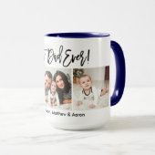 モダンブラシスクリプト3フォト最高のパパEver Blue マグカップ (正面右)