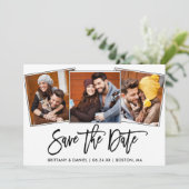 モダンブラシスクリプト3枚写真コラージュ セーブザデート (スタンド正面)