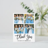 モダンブラシスクリプト4枚写真ブライズメイド感謝 ポストカード (スタンド正面)
