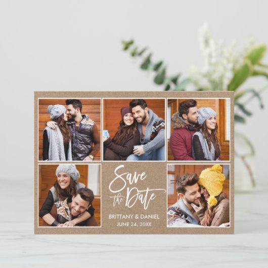 モダンブラシスクリプト5枚写真クラフト セーブザデート (スタンド正面)