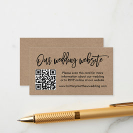 モダンブラシスクリプト クラフト 結婚式 ウェブサイト QR エンクロージャーカード