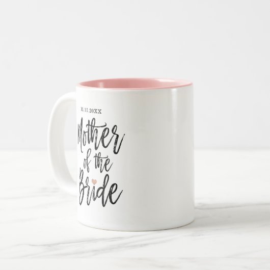 モダンブラシスクリプト ローズハート 花嫁の母 ツートーンマグカップ (正面左)