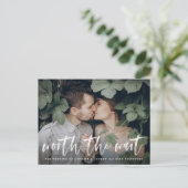 モダンブラシスクリプト ワースザウェイト 延期 案内ポストカード (スタンド正面)