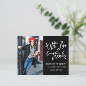 モダンブラシスクリプト 卒業 愛 感謝 ポストカード (スタンド正面)