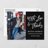 モダンブラシスクリプト 卒業 愛 感謝 ポストカード (正面/裏面)