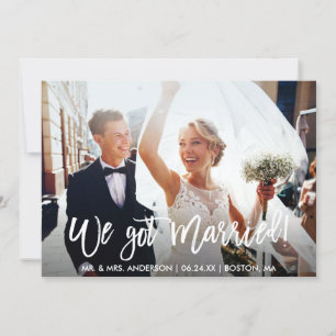 モダンブラシスクリプト 私たち結婚しました ウェディング 案内状