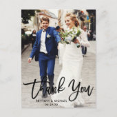 モダンブラシスクリプト | 結婚写真のお礼 ポストカード (正面)