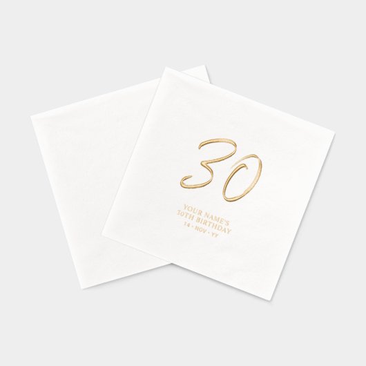 モダンブラシスクリプト 30歳の誕生日パーティー 箔ナプキン (裏面)