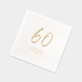 モダンブラシスクリプト 60歳の誕生日パーティー 箔ナプキン (左)