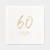 モダンブラシスクリプト 60歳の誕生日パーティー 箔ナプキン (正面)