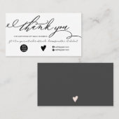 モダンブラシスクリプ感謝していトの黒い順右 名刺 (正面/裏面)