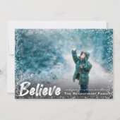 モダンブラシスク信じリプト |雪の写真クリスマス シーズンカード (正面)