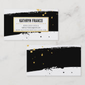 モダンブラシスタイリッシュ絵を描金ゴールド黒 名刺 (正面/裏面)