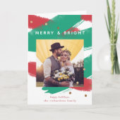 モダンブラシストロークと金ゴールド | クリスマスフォト シーズンカード (正面)