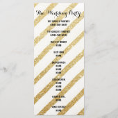 モダンブラシストロークストライプ金ゴールド結婚式 プログラム (裏面)