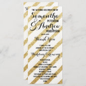 モダンブラシストロークストライプ金ゴールド結婚式 プログラム (正面/裏面)