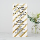 モダンブラシストロークストライプ金ゴールド結婚式 プログラム (スタンド正面)