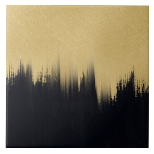 モダンブラシストローク金ゴールドブラックデザイン タイル (正面)