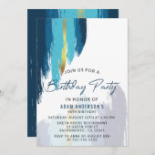 モダンブラシストローク メンズ 40歳の誕生日 招待状 (正面/裏面)