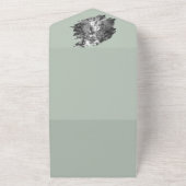 モダンブラシストロ結婚ーク | セージグリーン オールインワン招待状 (外側)