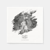 モダンブラシストロ結婚ーク | ヘビーホワイト スタンダードカクテルナプキン (正面)