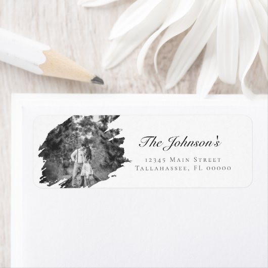モダンブラシストロ結婚ーク | ホワイトアドレス ラベル (インサイチュ)
