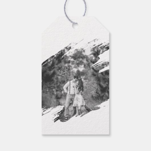 モダンブラシストロ結婚ーク | 白の好意 ギフトタグ (裏面)