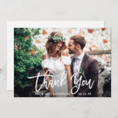 モダンブラシス結婚クリプトの写真の白 サンキューカード (正面/裏面)