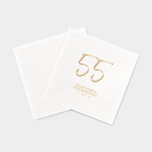 モダンブラシレタリング 55歳誕生日パーティー 箔ナプキン (裏面)
