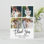 モダンブラシ結婚スクリプトの4枚の写真 サンキューカード (スタンド正面)