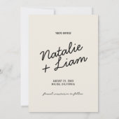 モダンブラックお洒落クリームレトロ写真結婚 セーブザデート (裏面)