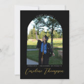 モダンブラックとゴールドのフォトアーチ卒業パーティー 招待状 (正面)