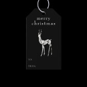 モダンブラックのクリスマスの水彩トナカイ ギフトタグ