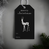 モダンブラックのクリスマスの水彩トナカイ ギフトタグ