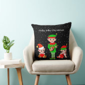 モダンブラックのクリスマス小妖精や小人隊 クッション (椅子)