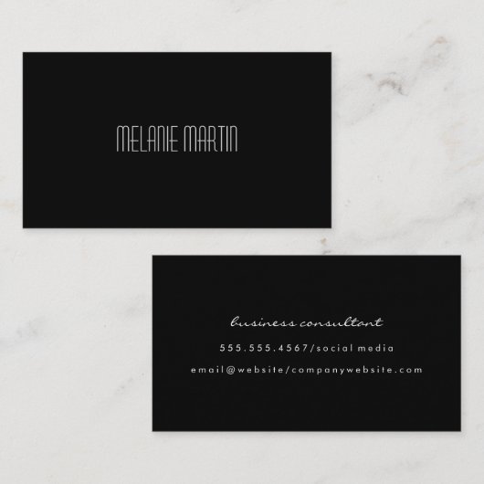 モダンブラックのミニマル 名刺 (正面/裏面)