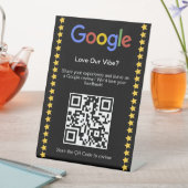 モダンブラックの五つ星GoogleレビューQRコード 台座サイン (インサイチュ)
