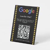 モダンブラックの五つ星GoogleレビューQRコード 台座サイン (正面)