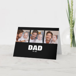 モダンブラックの父の日ギフト 3写真 Dad Established カード