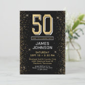 モダンブラックの50歳のサプライズ誕生日パーティー 招待状 (スタンド正面)