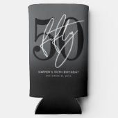 モダンブラックの50歳の誕生日パーティー スリム缶クーラー (裏面)