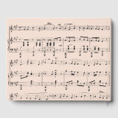 モダンブラックアンドピーチミュージック結婚式招待状 ゲストブック (裏面)