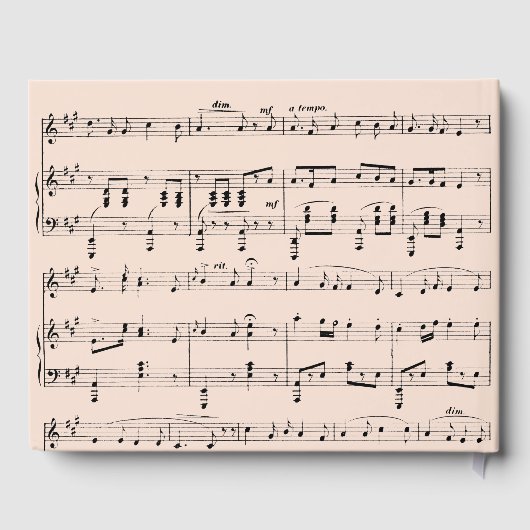 モダンブラックアンドピーチミュージック結婚式招待状 ゲストブック (裏面)