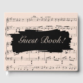 モダンブラックアンドピーチミュージック結婚式招待状 ゲストブック (正面)