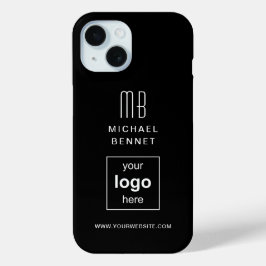 モダンブラックアンドホワイトカスタムロゴビジネス iPhone 15ケース