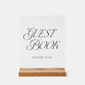 モダンブラックエレガントタイポグラフィ結婚ズゲストブック アクリルサイン (正面)