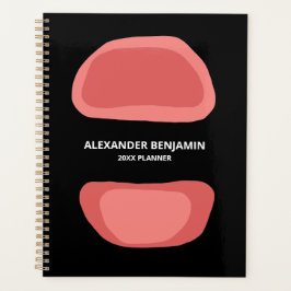 モダンブラックエレガントピンクスタイリッシュパーソナライズ プランナー手帳