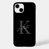 モダンブラックカリグラフィーイニシャルモノグラム Case-Mate iPhoneケース (裏面)